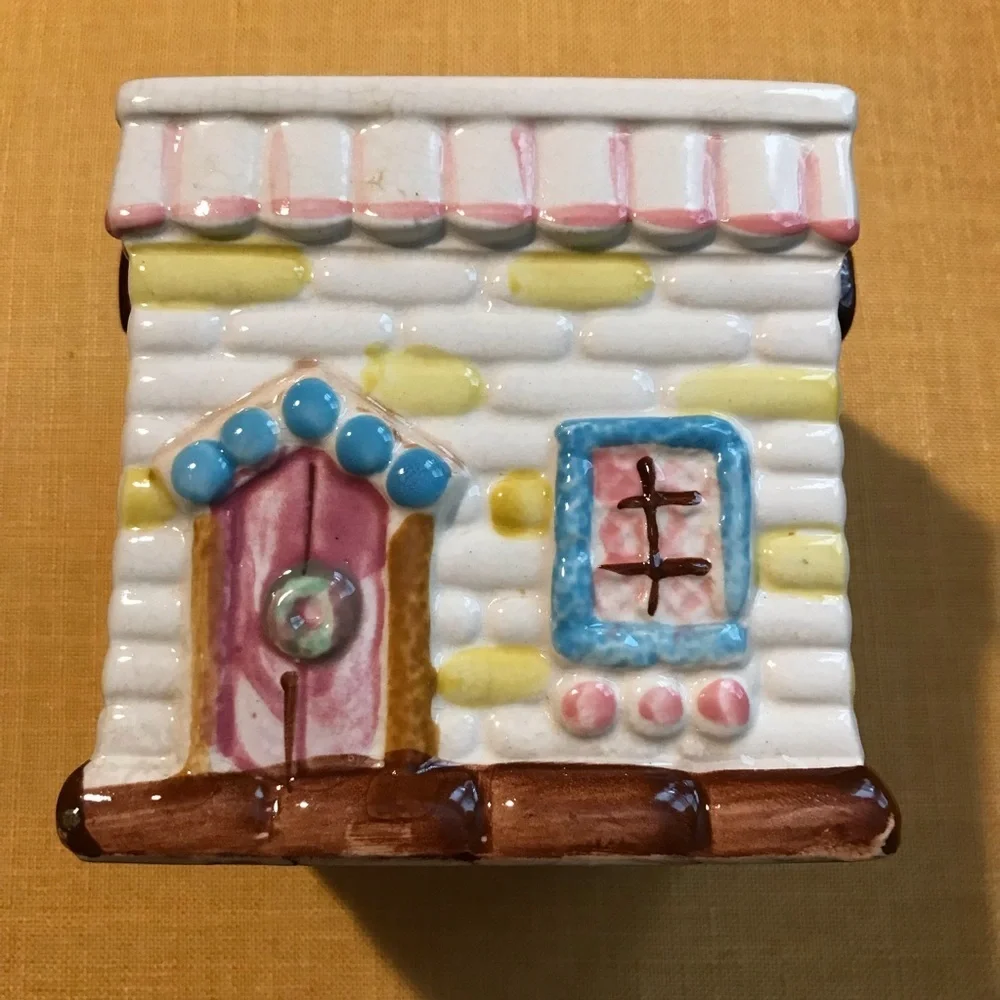 Vintage Grantcrest Japan Bone China Cookie Jar Gingerbread House Biscuit Candy
